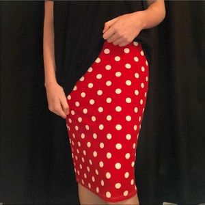 Red and White polkadot pencil skirt